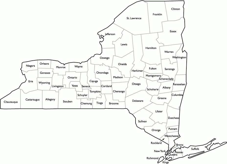 New York County Map With Names