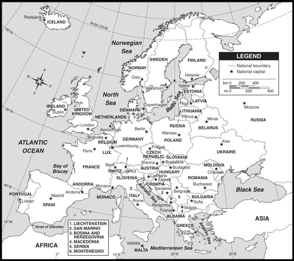Outline Map Of Europe Countries And Capitals With Map Of Outline Map Of Europe Countries And Capitals With Map Of