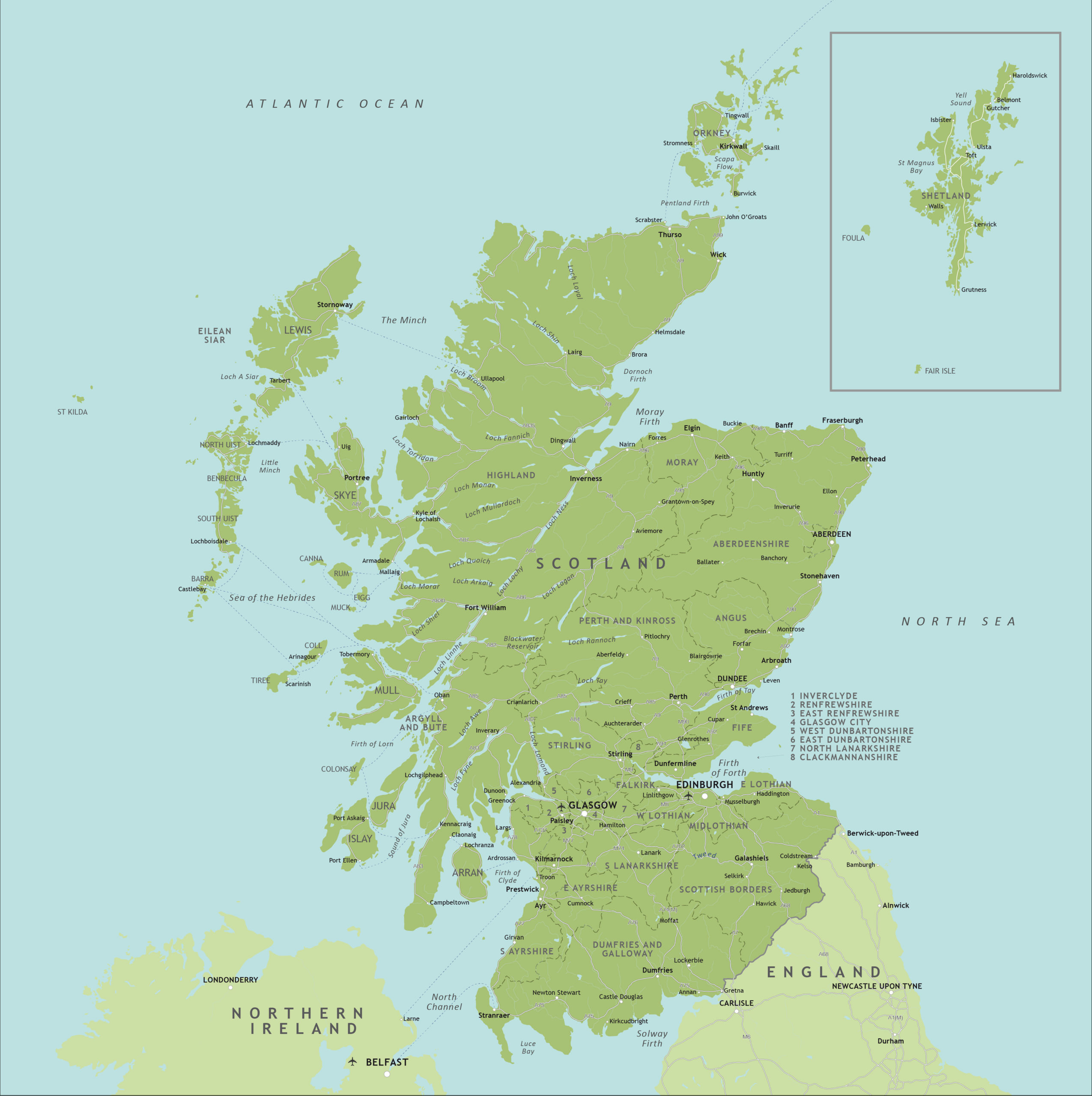 Political Map Of Scotland Royalty Free Editable Vector 