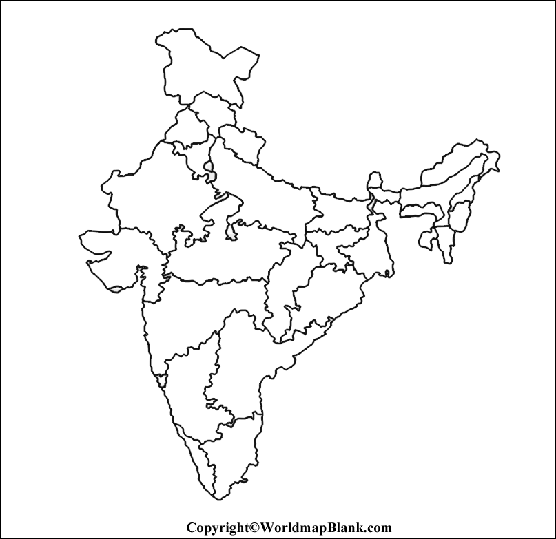 Printable Blank Map Of India Outline Transparent PNG Map