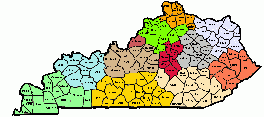 Printable Kentucky County Map Kentucky Counties Map 