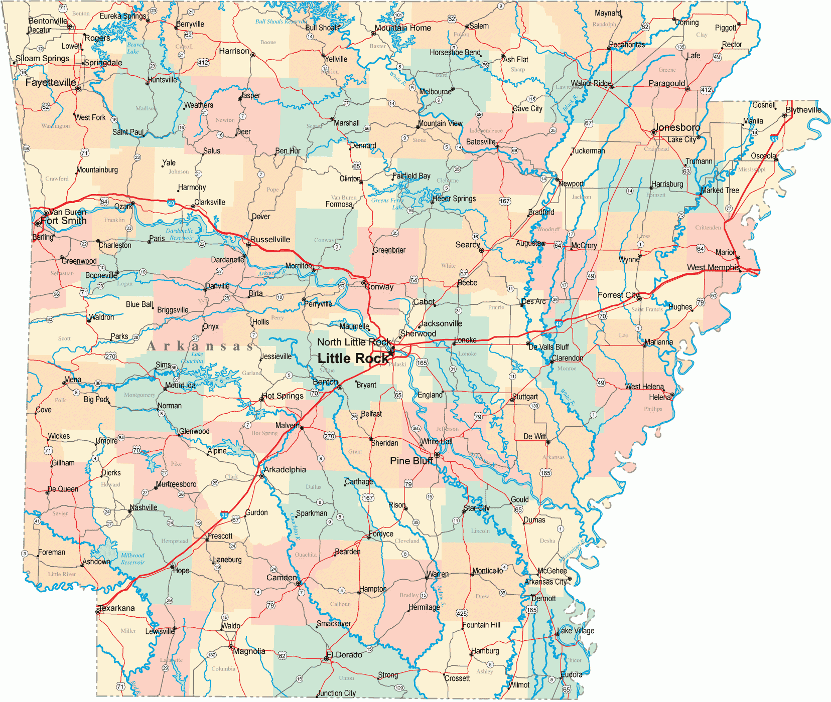 Printable Map Of State Map Of Arkansas State Map Free 