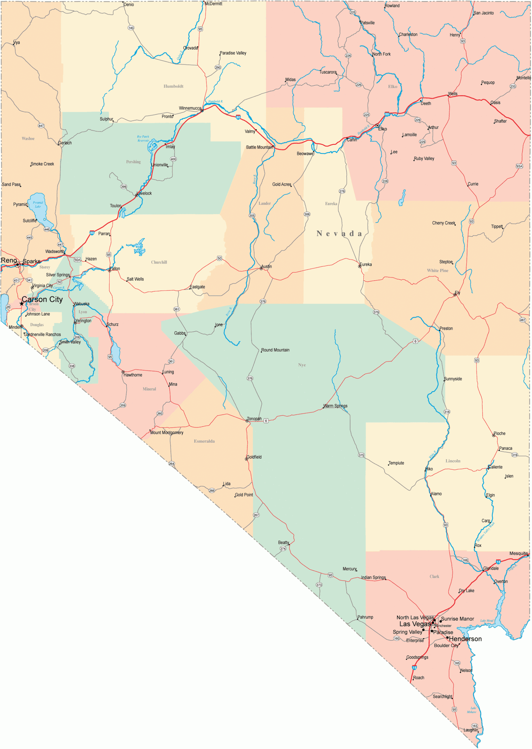Printable Map Of State Map Of Nevada State Map Free 