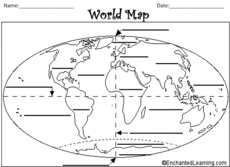 Printable Map Of The 7 Continents And 5 Oceans Free