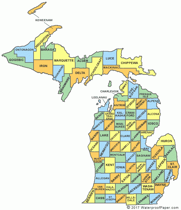 Printable Michigan Maps State Outline County Cities
