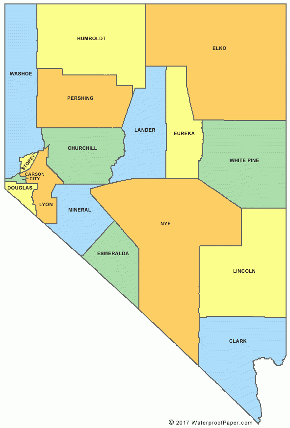 Printable Nevada Maps State Outline County Cities