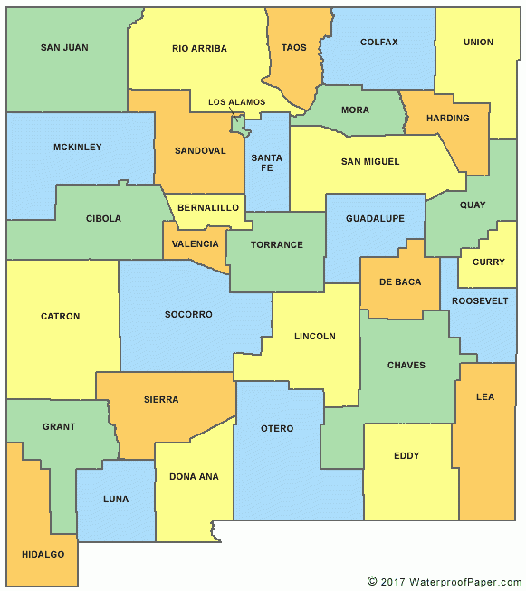 Printable New Mexico Maps State Outline County Cities