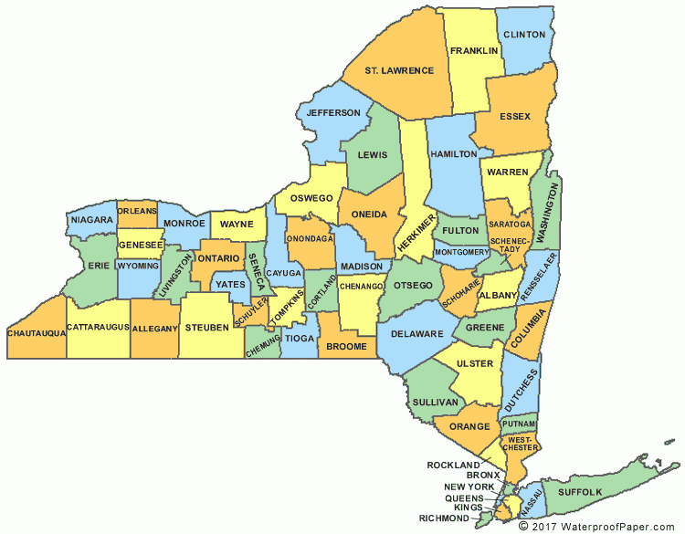 Printable New York Maps State Outline County Cities