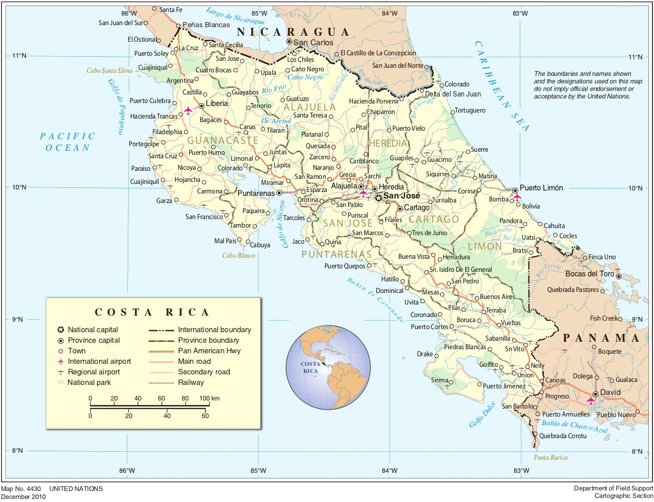 Printable Road Map Of Costa Rica Map Of Costa Rica 