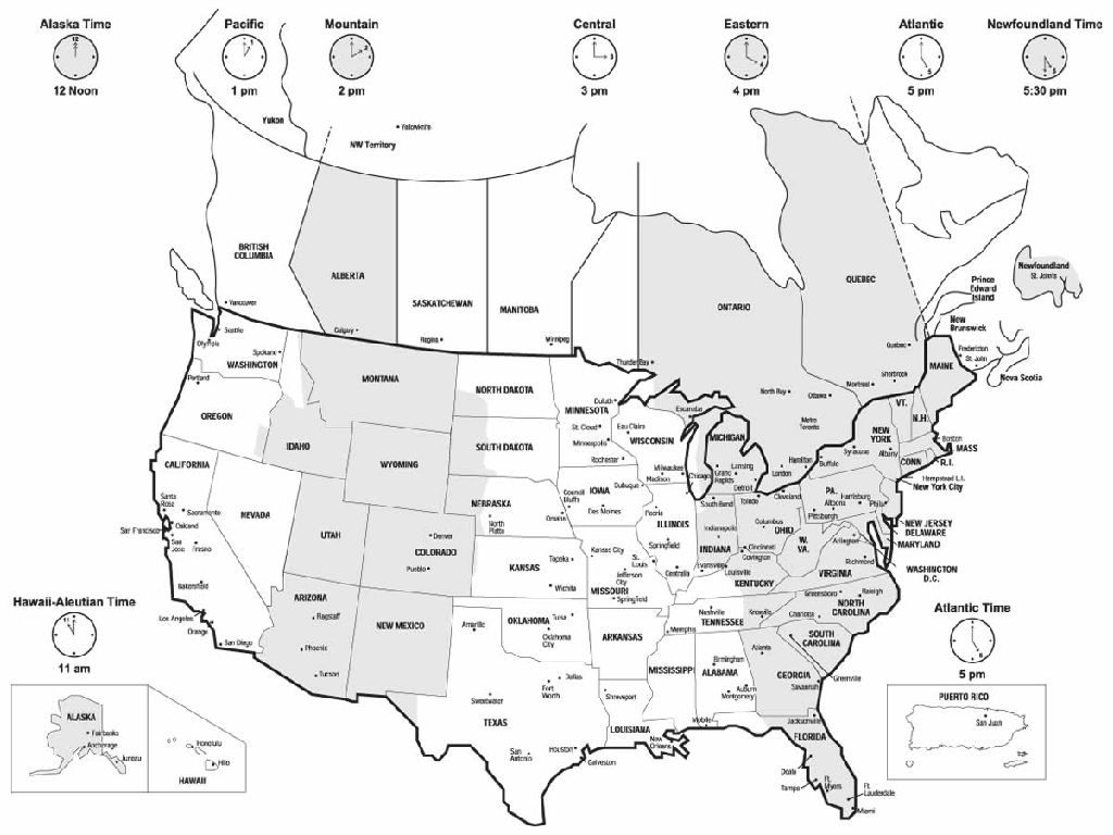 Printable Time Zone Map Us And Canada New Map Timezones In 