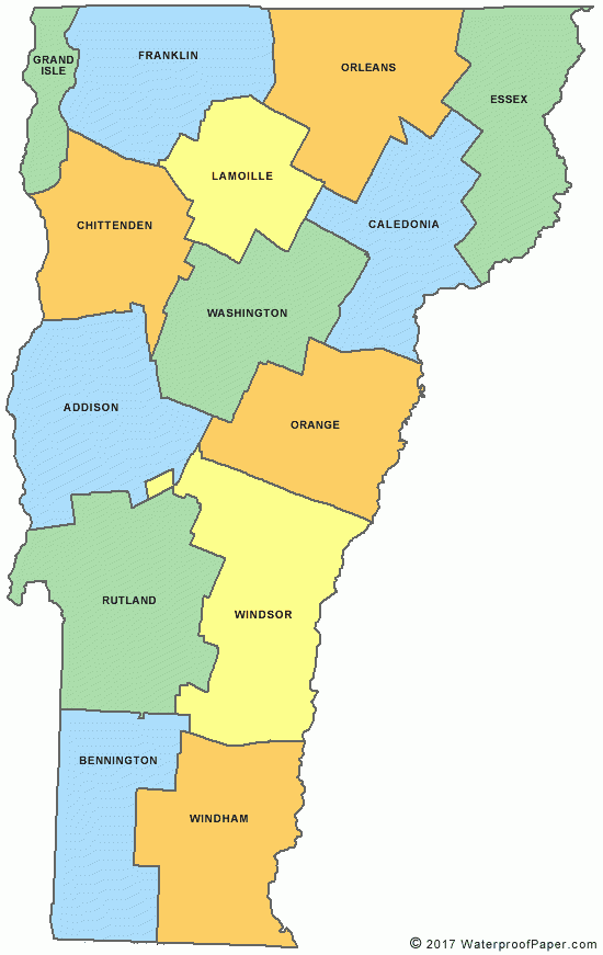 Printable Vermont Maps State Outline County Cities