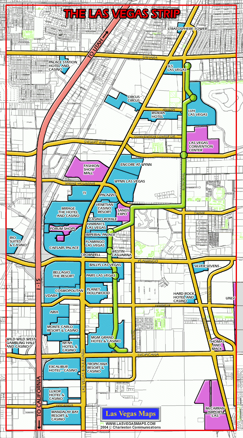 Route Map Las Vegas Monorail Printable Map Of Las 