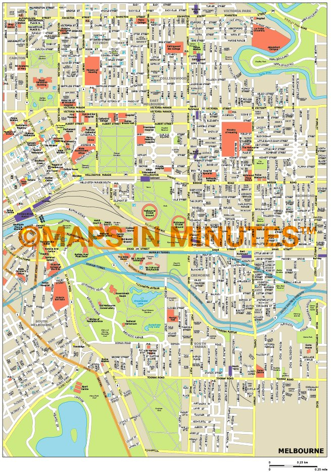 Royalty Free Melbourne Illustrator Vector Format City Map