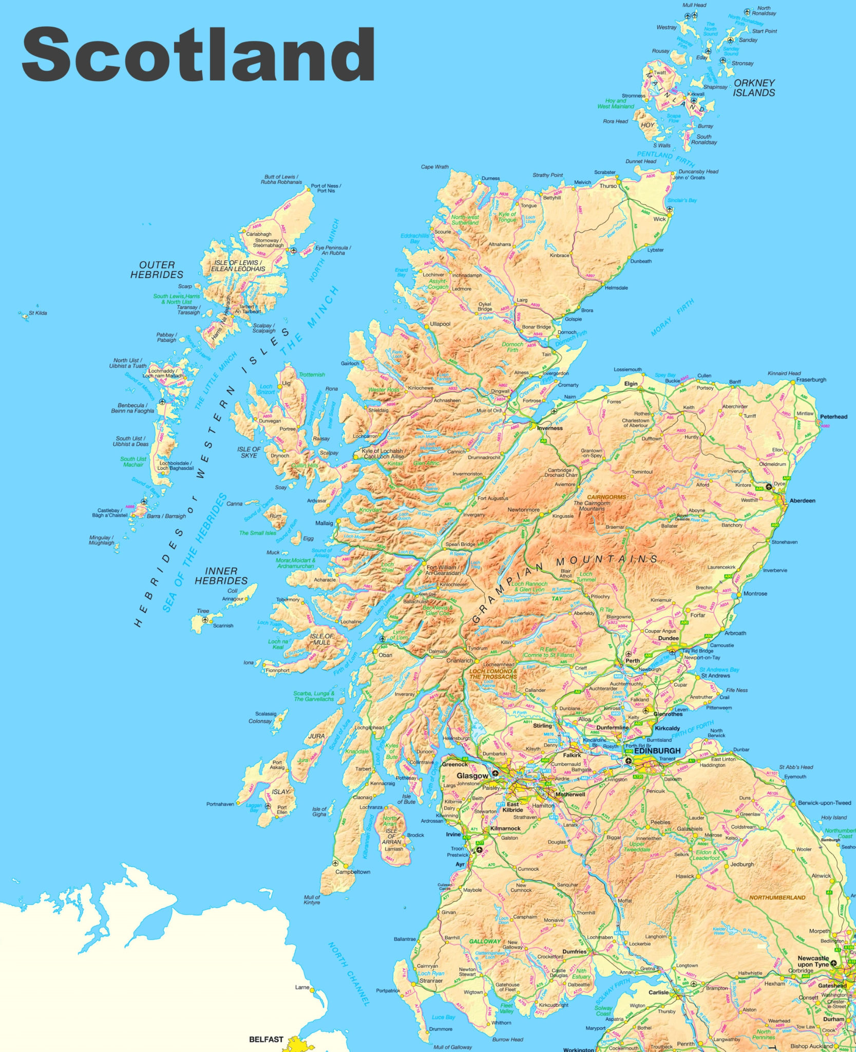 Scotland Road Map | Printable Map of The United States