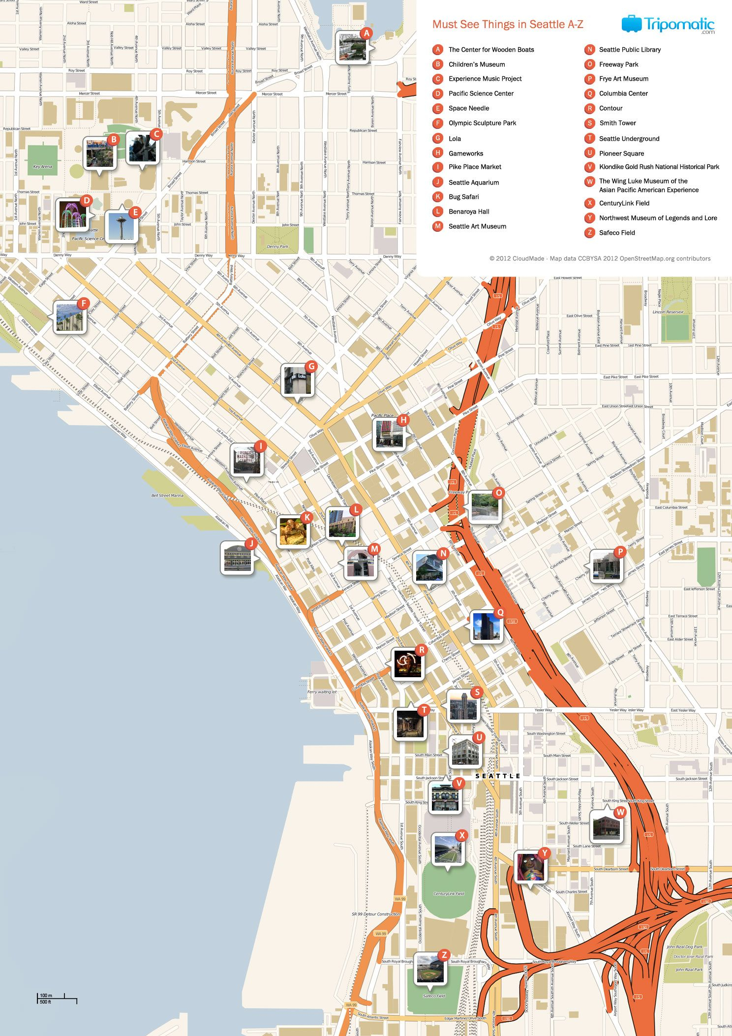 Seattle Printable Tourist Map Seattle Vacation 