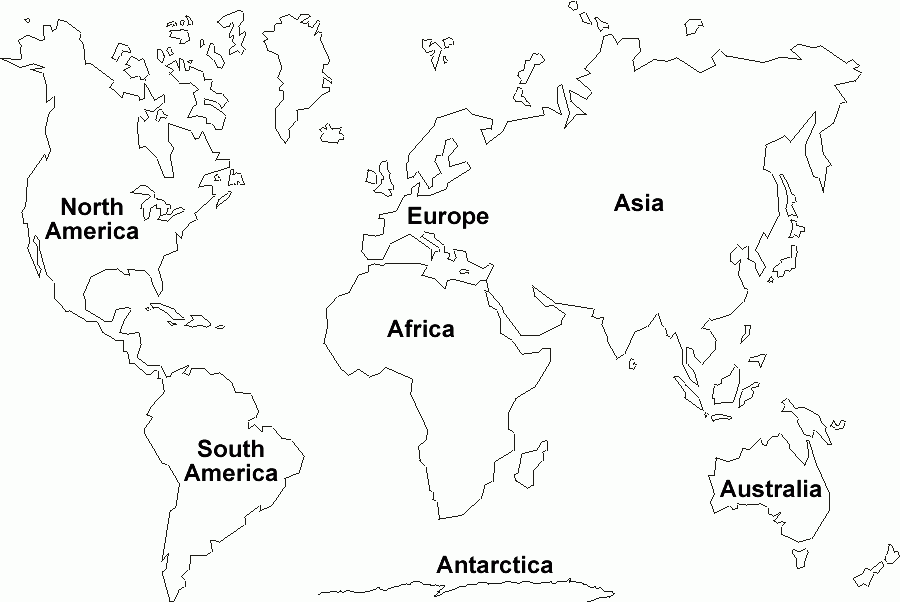 Seven Continents Map Elementary Printable Continents Map 