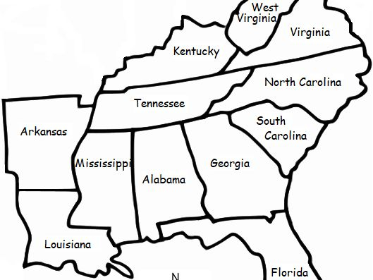 SOUTHEAST REGION OF THE UNITED STATES Printable Handout