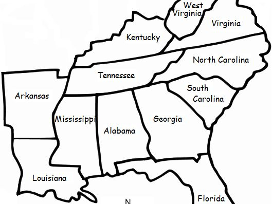 SOUTHEAST REGION OF THE UNITED STATES Printable Handout 