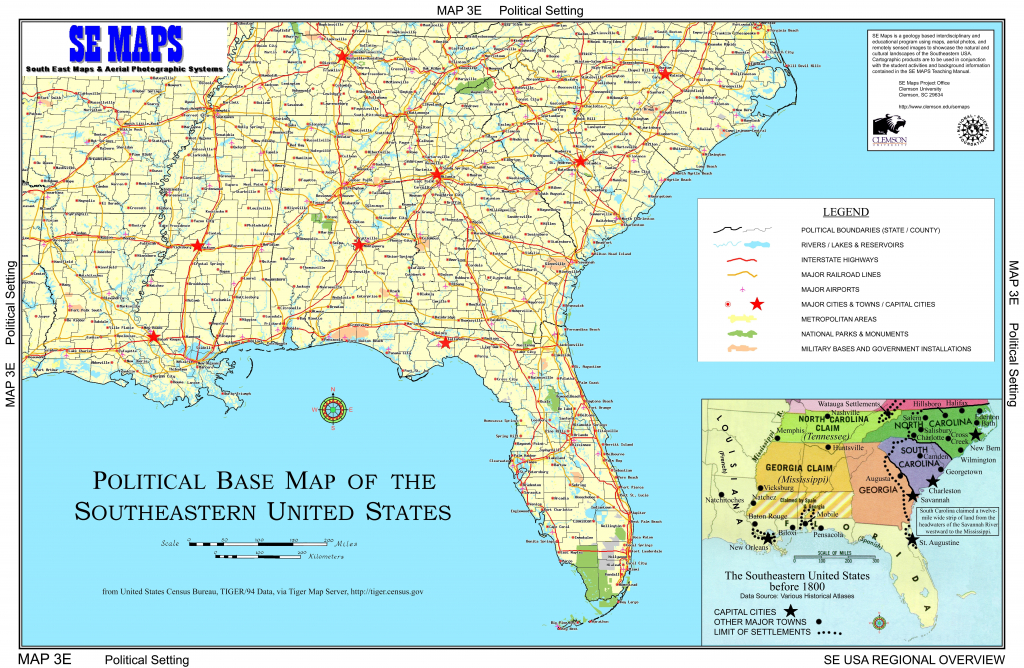 Southeastern United States Atlas Wall Map Maps 