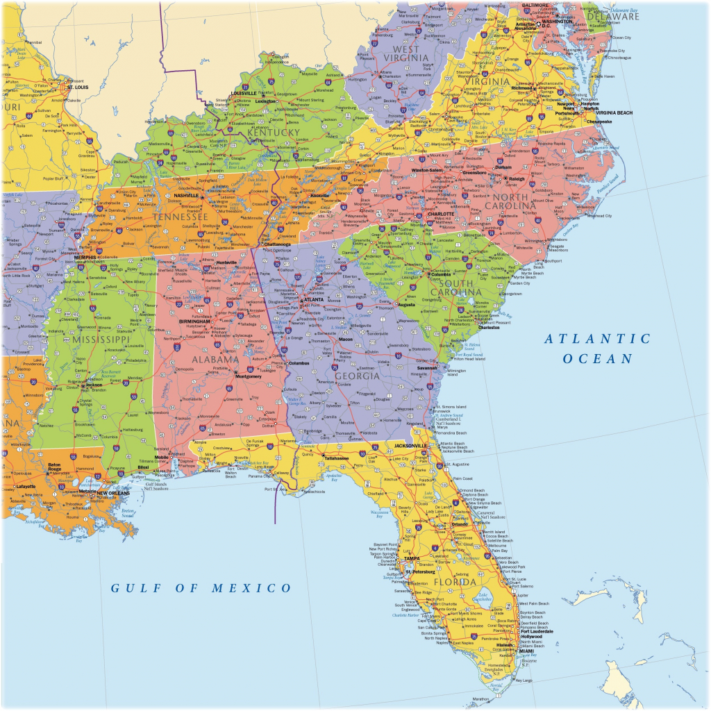 Southeastern United States Atlas Wall Map Maps 