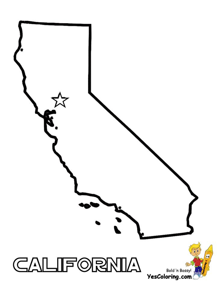State Map Of California Coloring Sheet For Kids At 