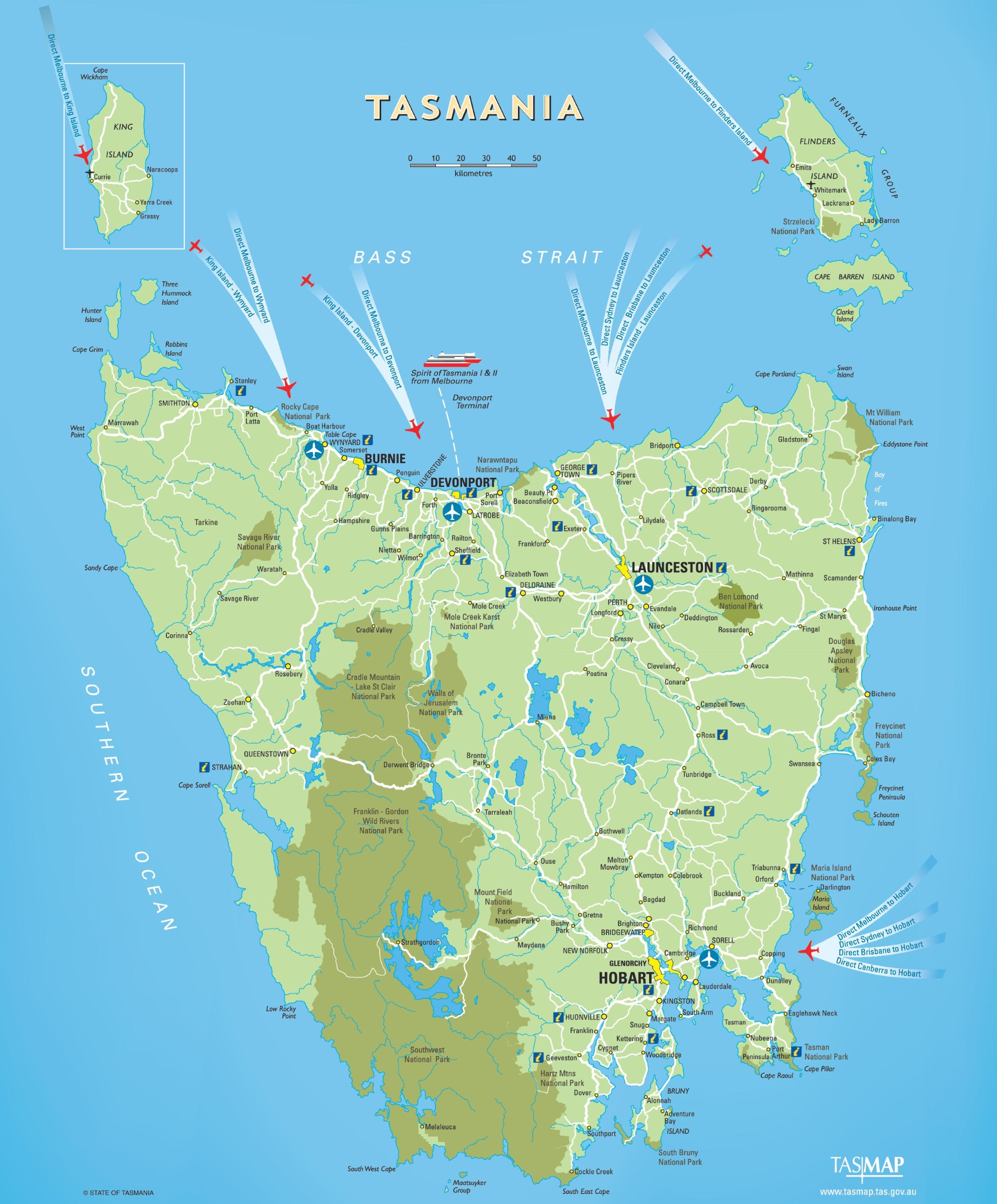 Tasmania Travel Map Tasmania Travel Map