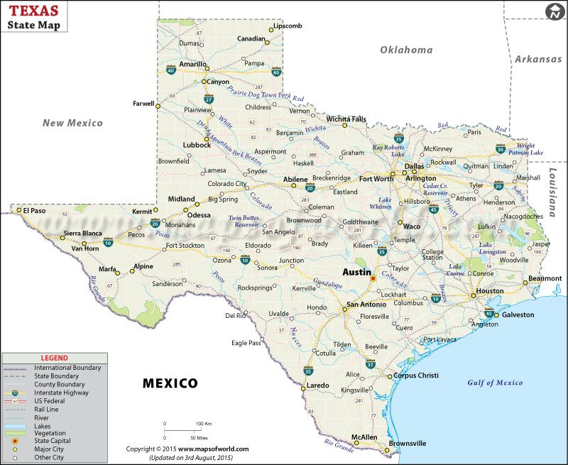Texas State Map With Cities Texas State Map Texas Map 