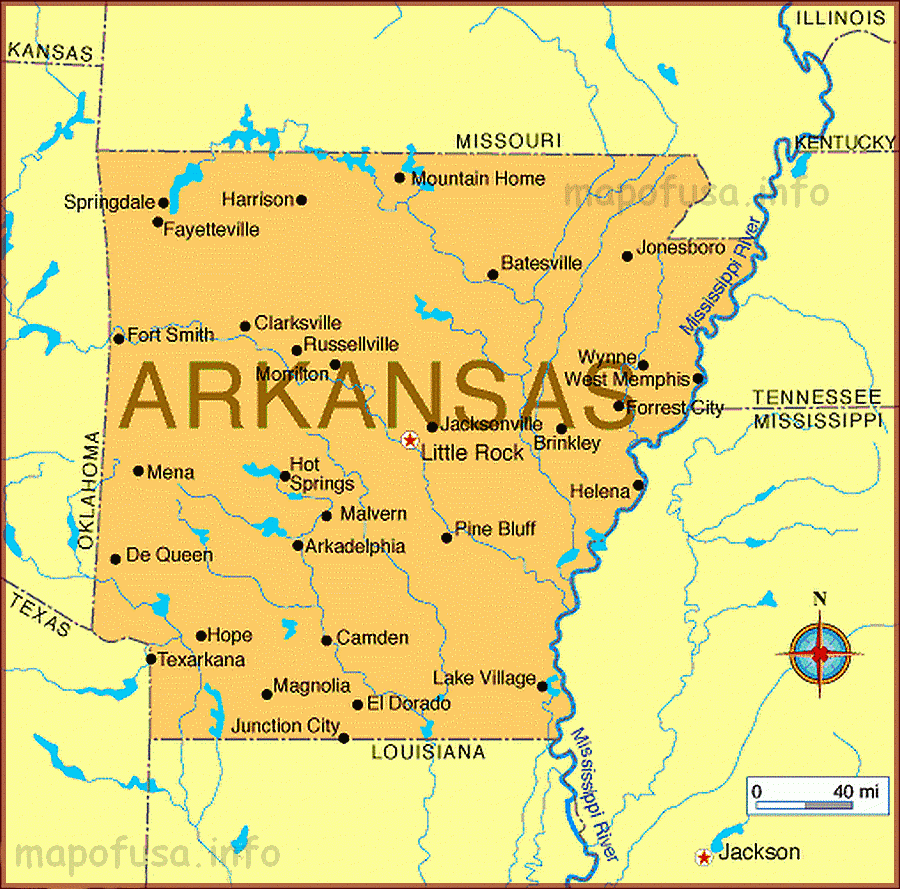 Printable Arkansas State Map Printable Map of The United States