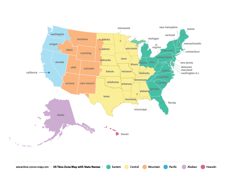 US Time Zone Map Time zones map