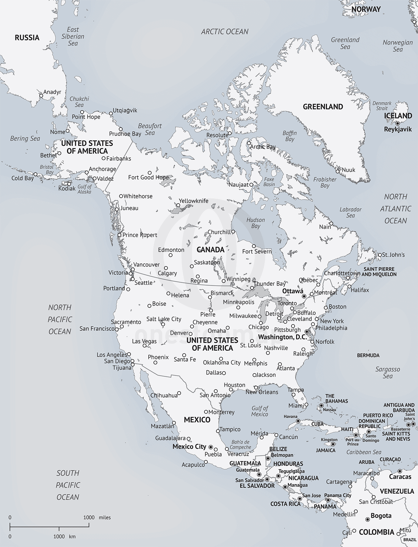 Vector Map Of North America Continent One Stop Map Vector Map Of North America Continent One Stop Map