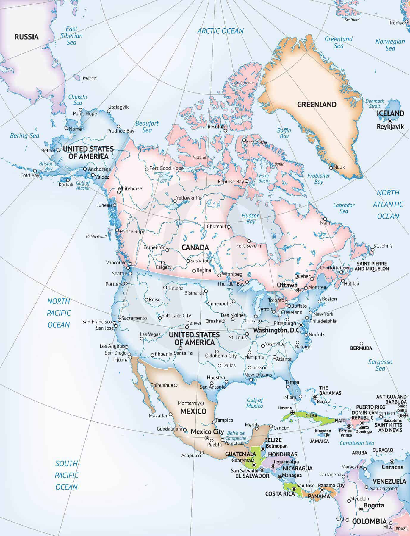 Vector Map Of North America Continent One Stop Map