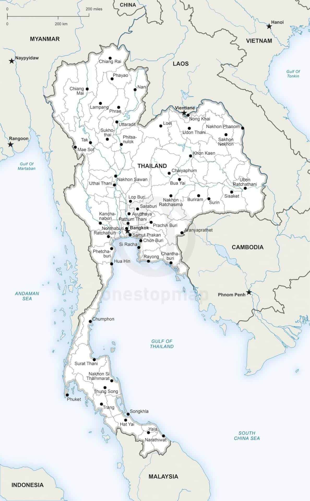 Vector Map Of Thailand Political One Stop Map Vector Map Of Thailand Political One Stop Map