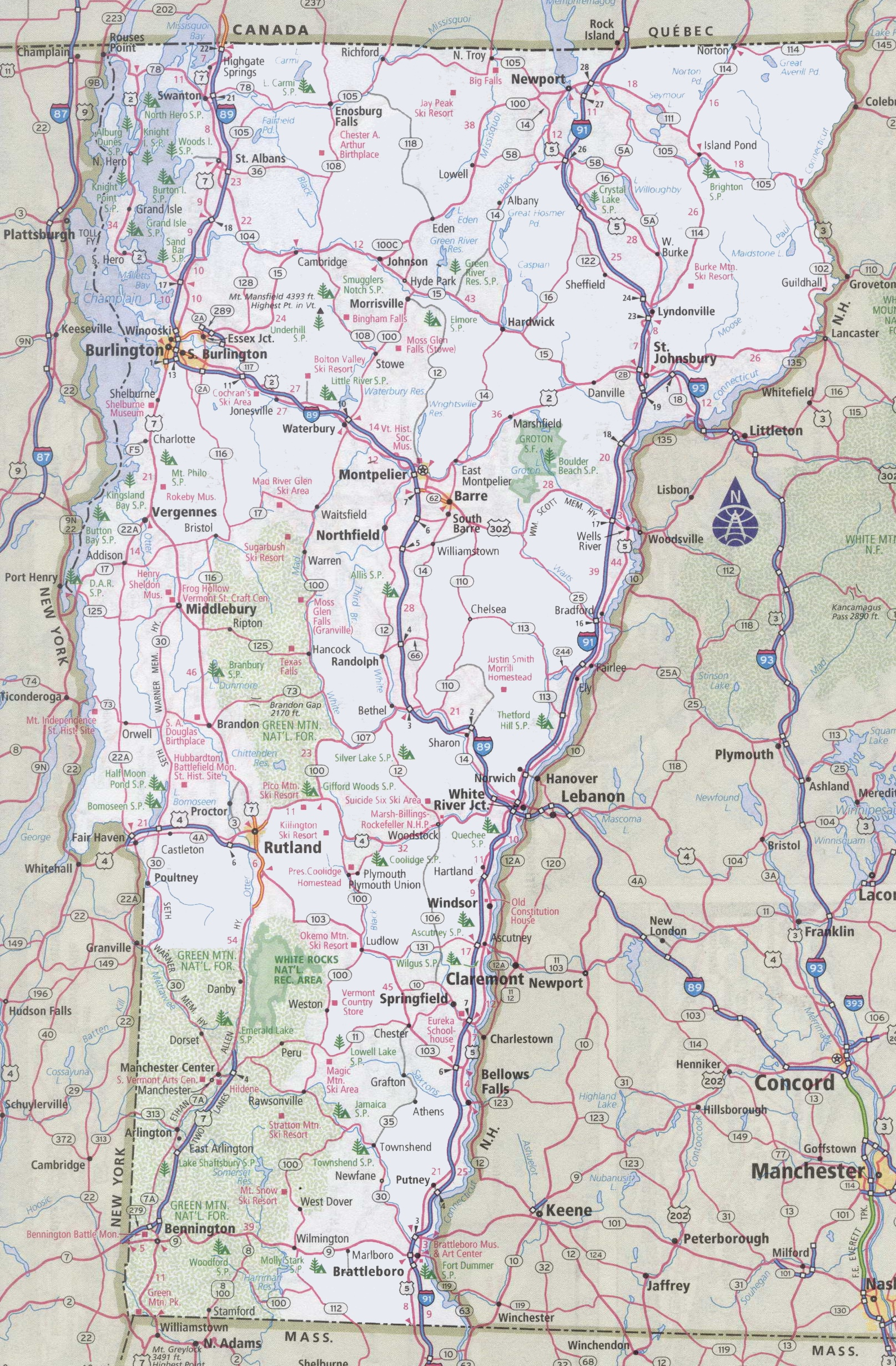 Vermont Road Map Vermont Road Map