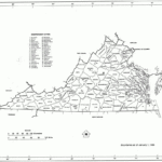 Virginia State Map With Counties Location And Outline Of