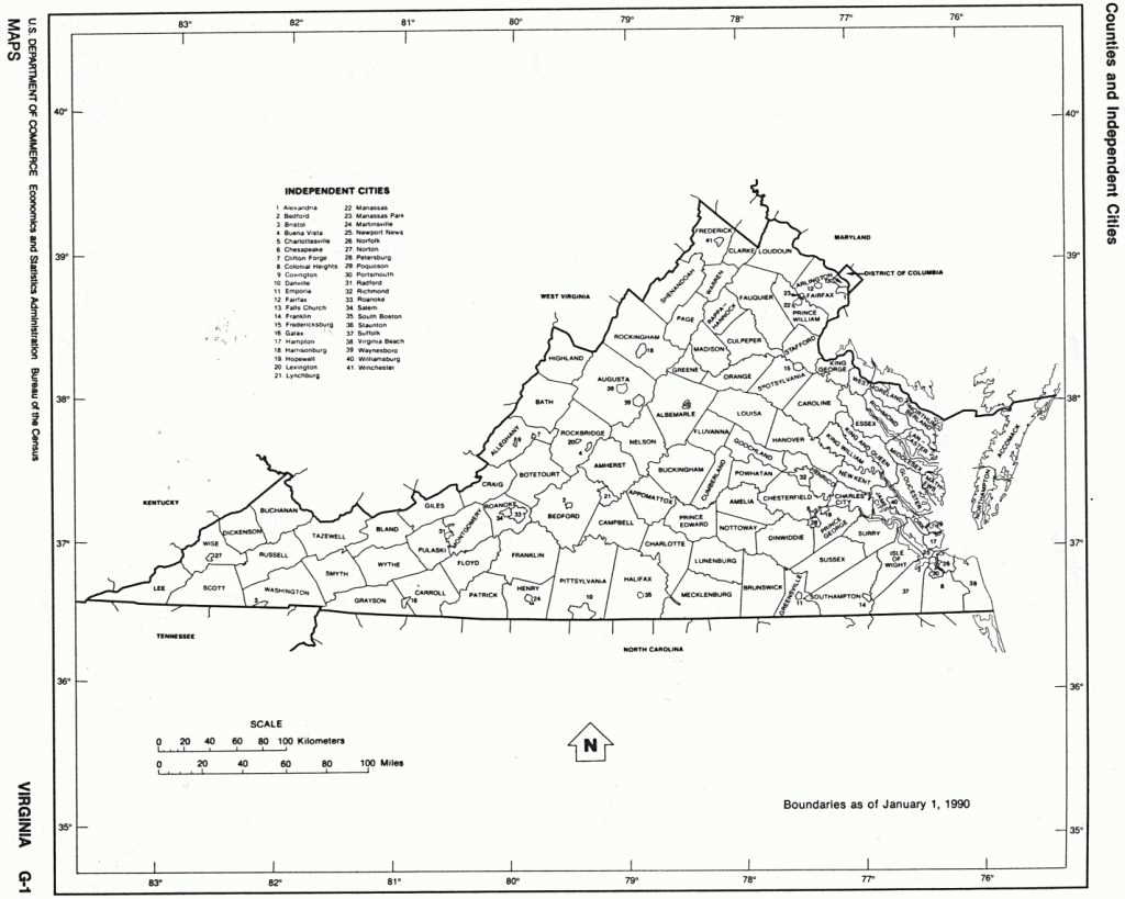 Virginia State Map With Counties Location And Outline Of 