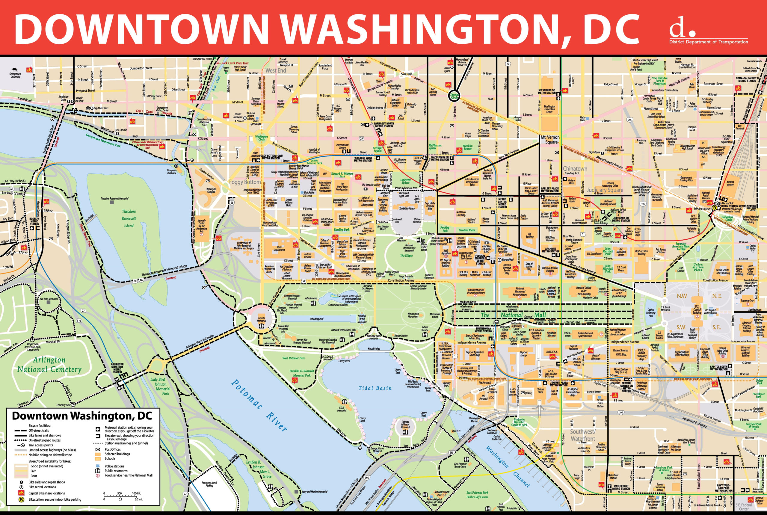 Washington D C Downtown Bike Map Washington D C Downtown Bike Map