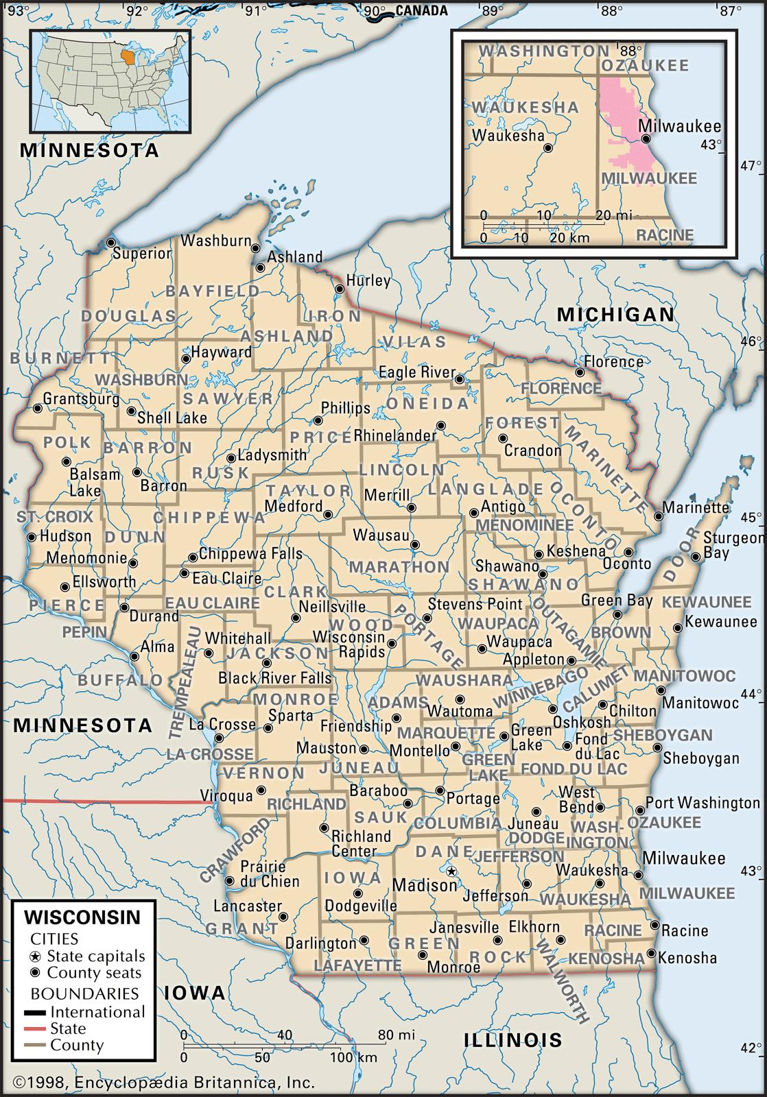 Wisconsin Map Free Large Images