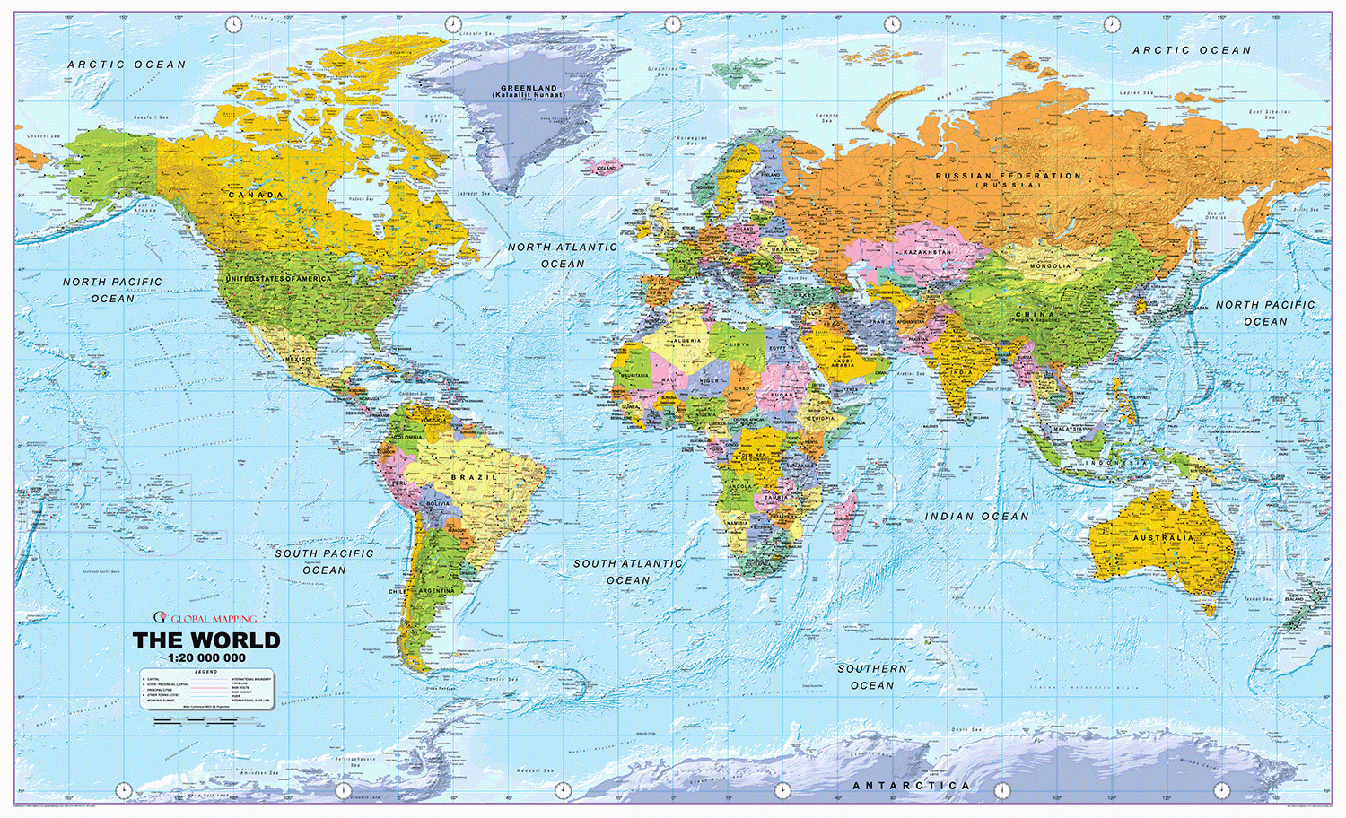 World Political Map Huge Size 1 20m Scale Locked PDF 