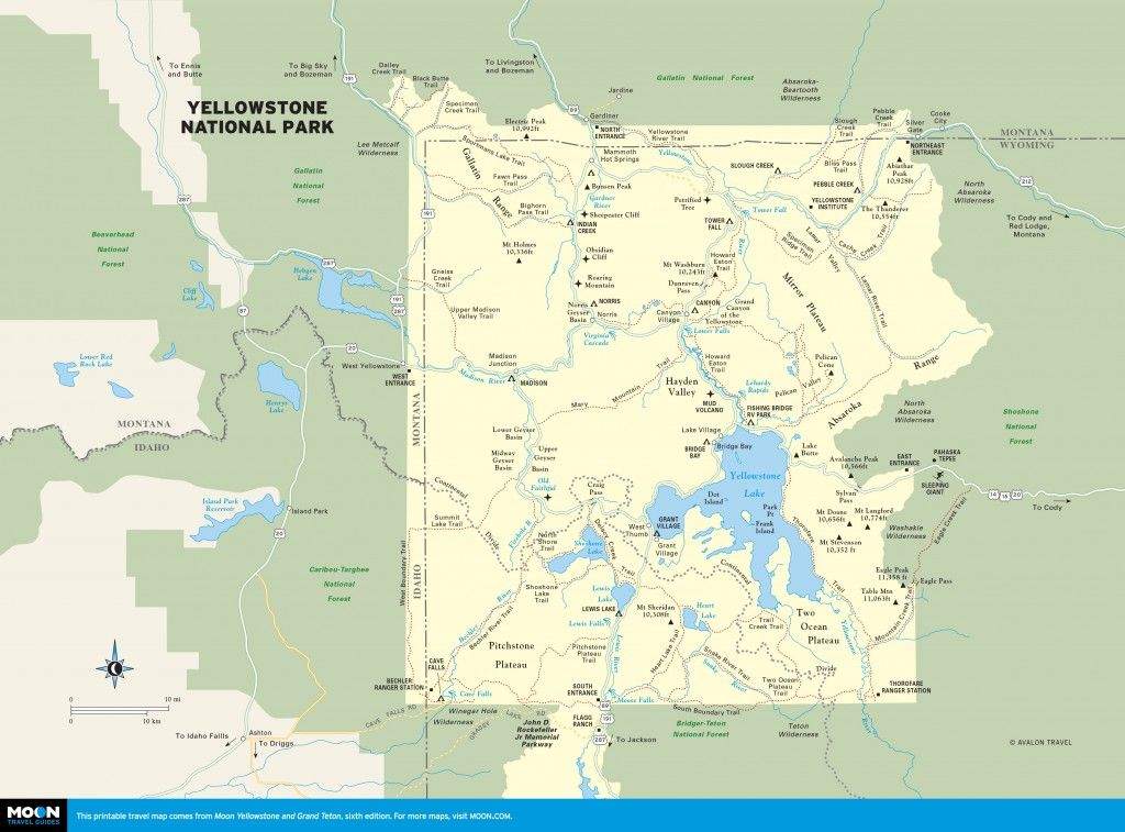 Wyoming Yellowstone Map Yellowstone Park Yellowstone 