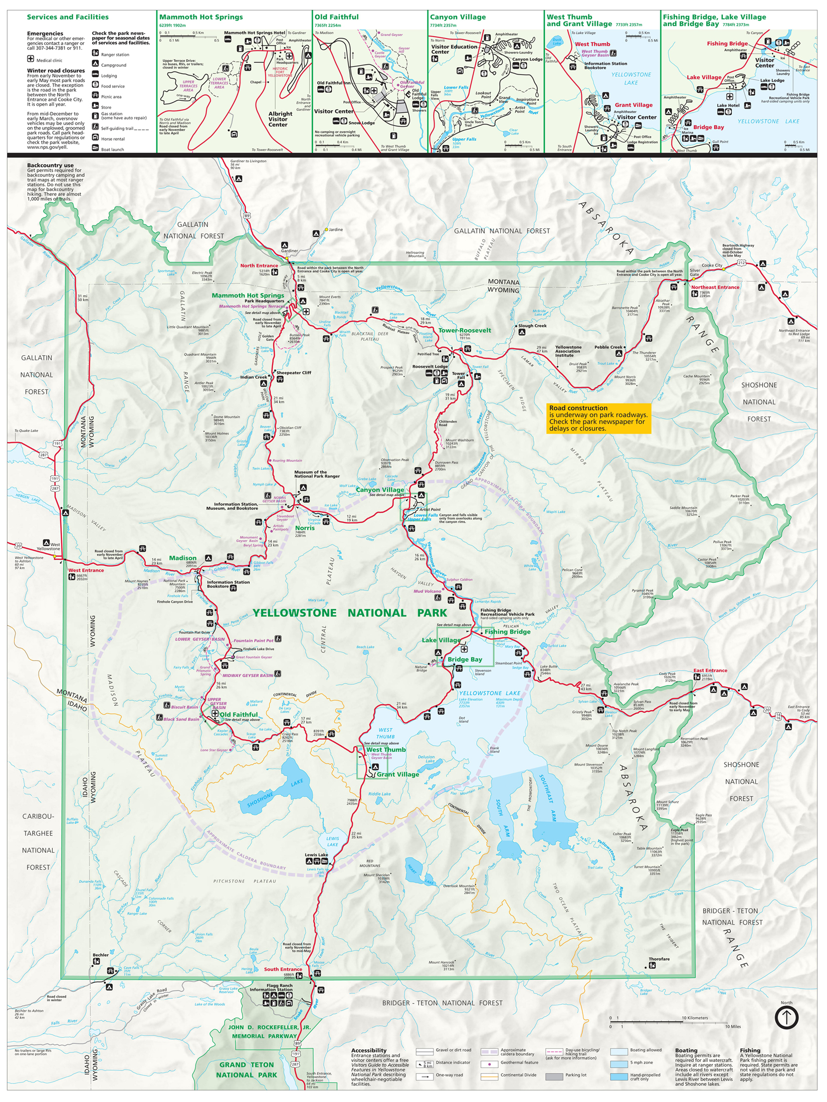 Yellowstone National Park Tourist Map Yellowstone Up 