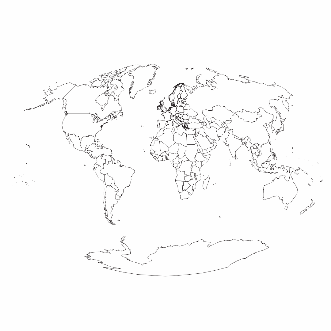 10 Best Black And White World Map Printable Printable