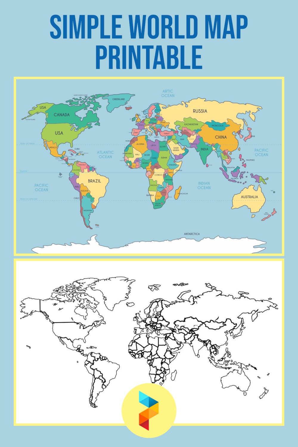 10 Best Simple World Map Printable Printablee