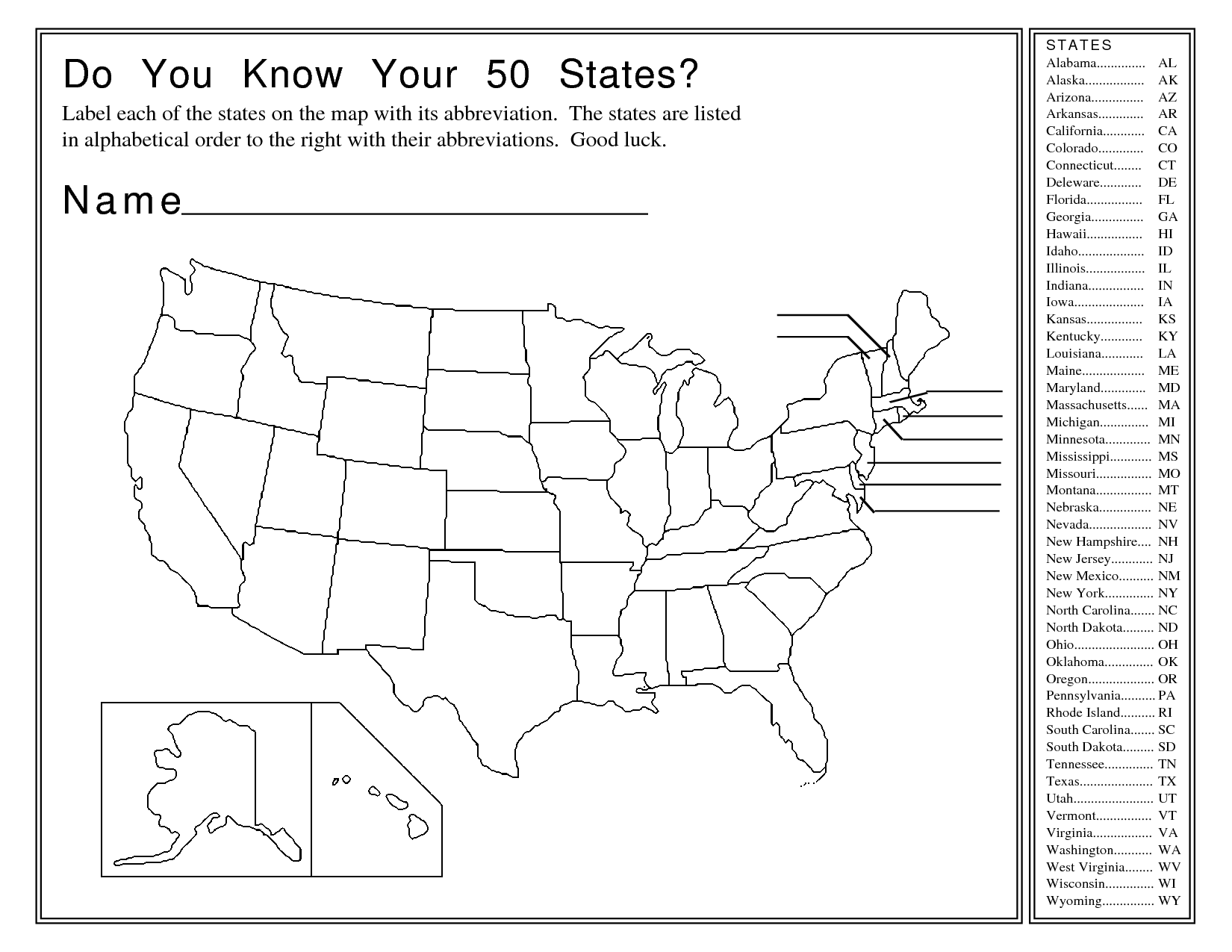 13 Best Images Of Fifty States Worksheets Blank 