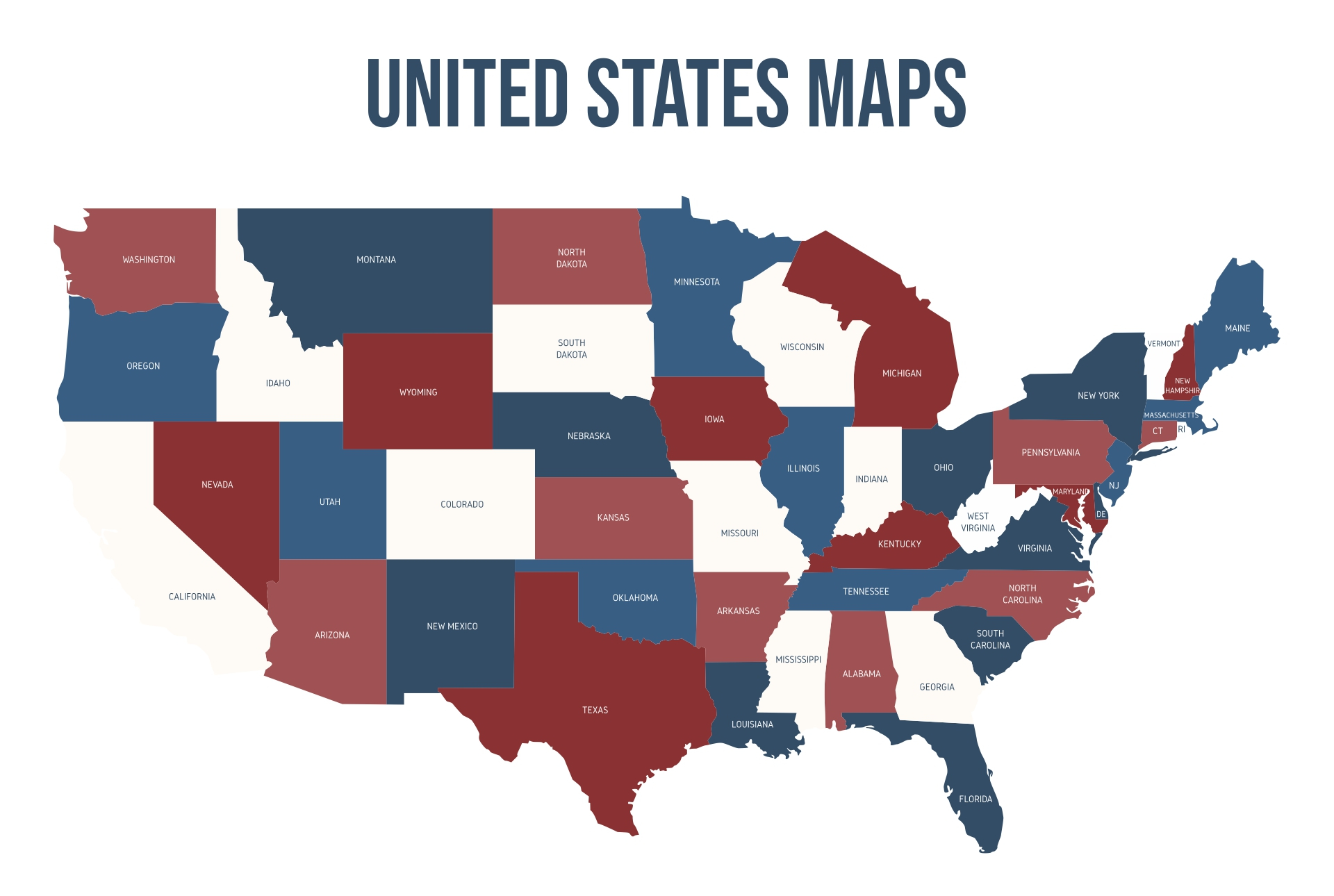 5 Best All 50 States Map Printable Printablee