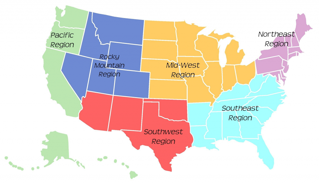 5 Regions Of The United States Printable Map Printable 