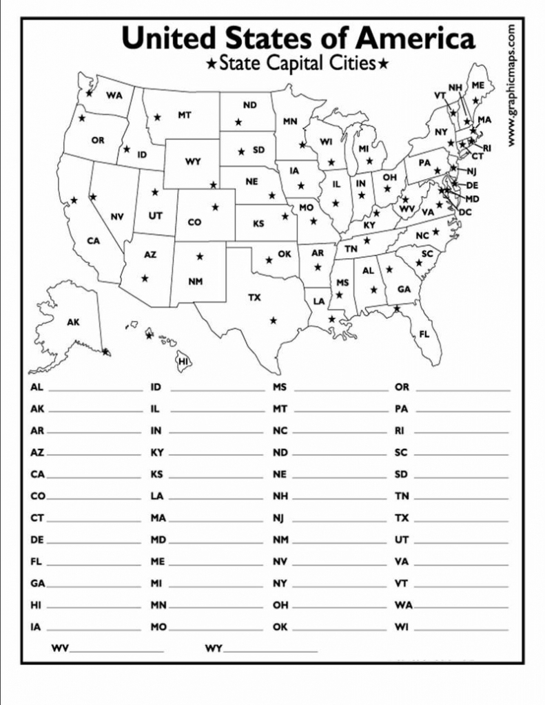 States And Capitals Map Quiz Printable Printable Map Of The United States states-and-capitals-worksheets