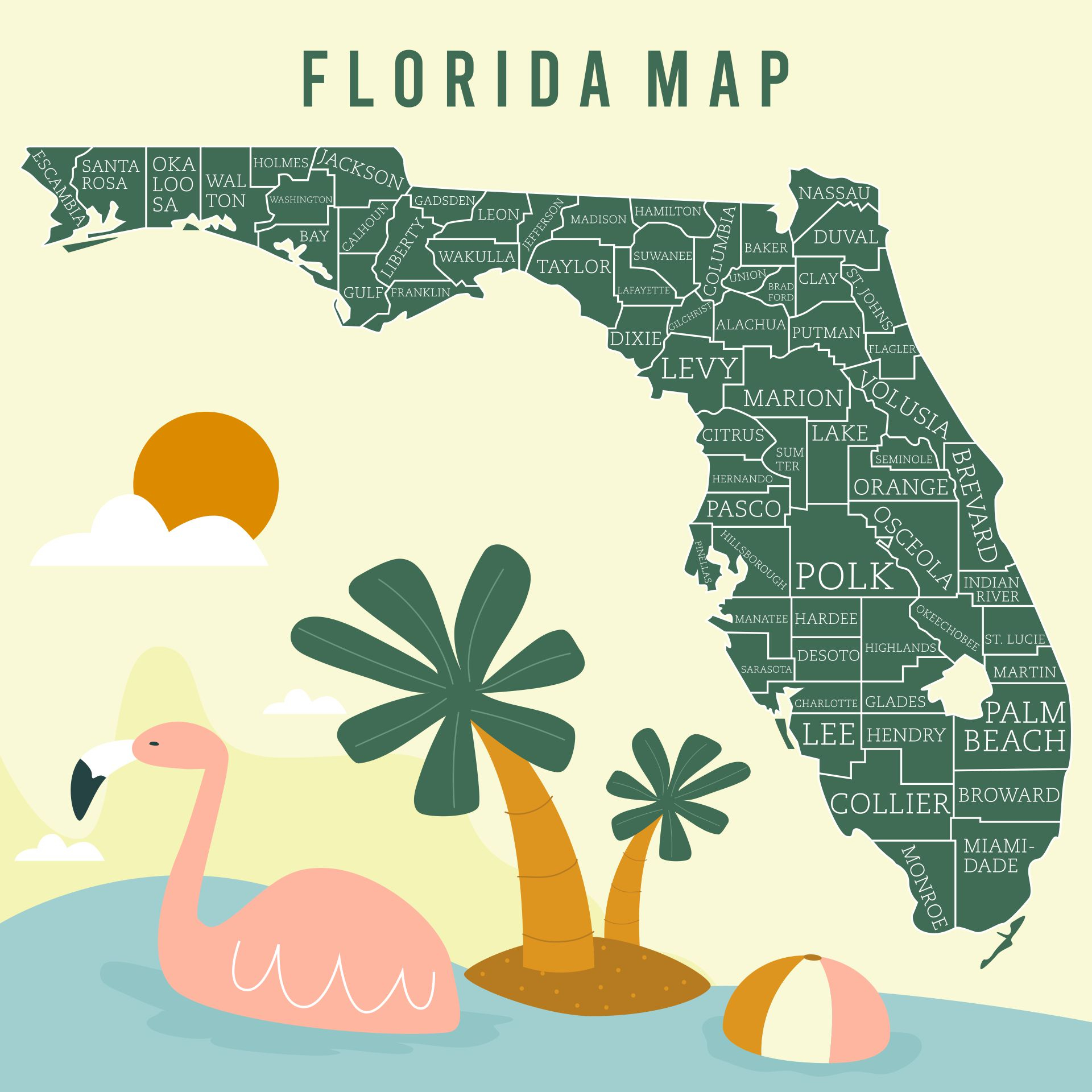 6 Best Florida State Map Printable Printablee