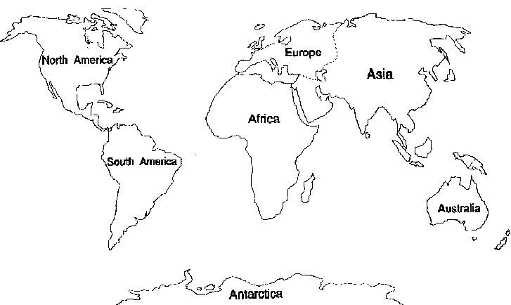 7 Continents Coloring Pages World Map Printable World 