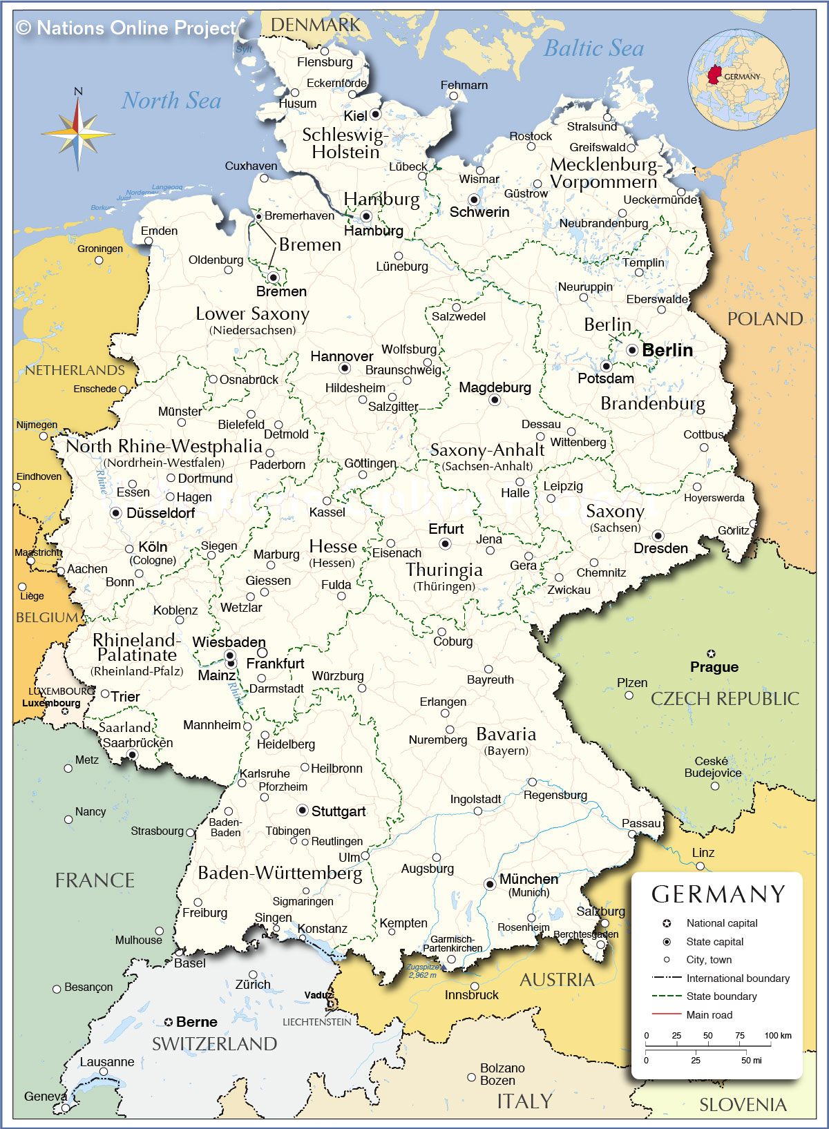 Administrative Map Of Germany Nations Online Project