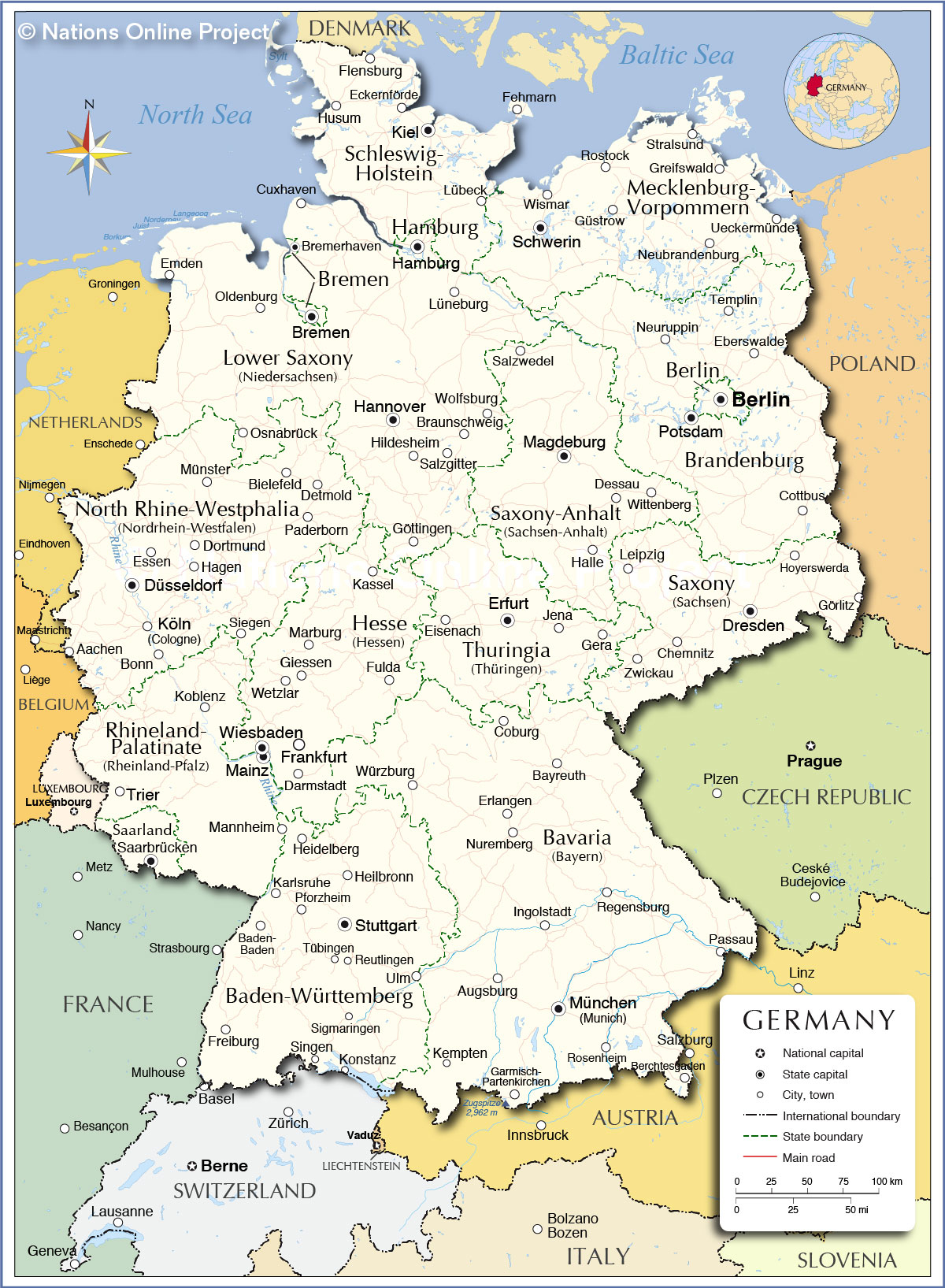 Administrative Map Of Germany Nations Online Project Administrative Map Of Germany Nations Online Project